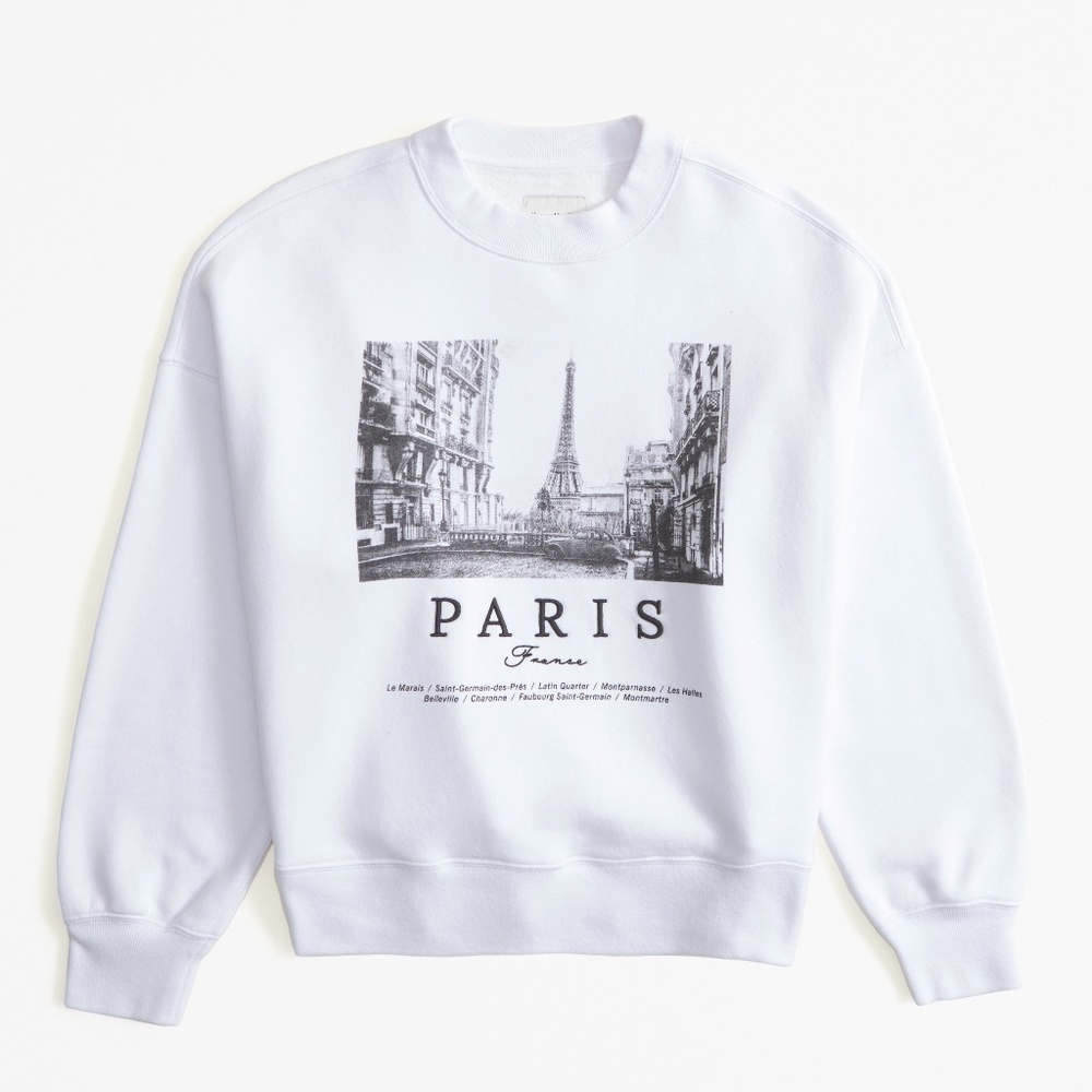 NWT A&F Paris Photoreal Graphic Classic Sunday Crew